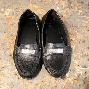 Coach Women's Fredrica Leather Flat Loafer Shoes Black Size 6